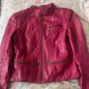 Andrew Marc New York Fuchsia 100% Leather Jacket XS